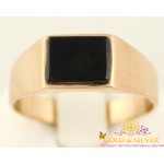 Золотое кольцо 585 проба. Мужское кольцо с красного золота, с черной эмалью. 5,48 грамма. pc003i , Gold & Silver Gold & Silver, Украина